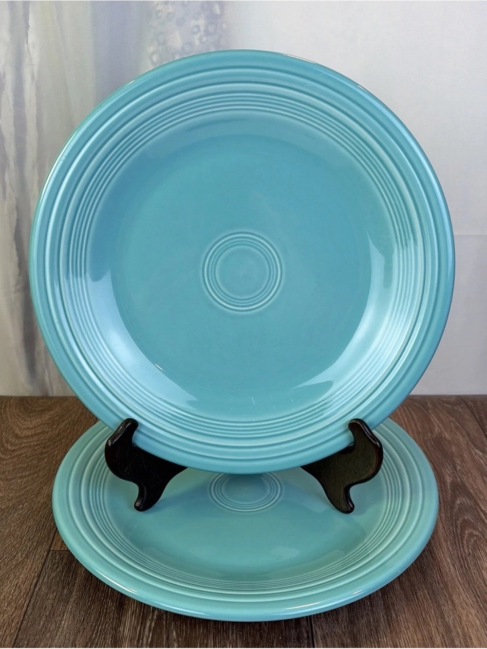 Set of 2 Homer Laughlin Turquoise Blue Fiesta Classic Rim 10.5" Dinner Plate